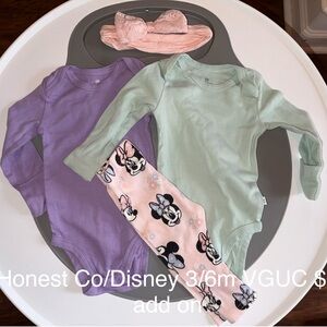 The Honest Company Kids Matching Set - Purple, Mint, Pink, Minnie Mouse